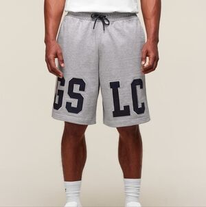 Gray Men's Shorts with Black Lettering